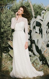 Adorable Lace Wedding Dress With Keyhole And Sweep/Brush Train