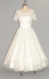Tulle Scalloped-Neck 1950S Bridal Dress