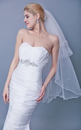 Mid Length Two Tier Veil With Beadings
