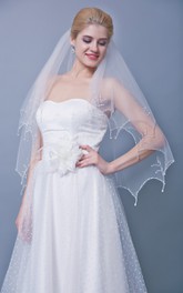 Two Tier Beaded Scallop Edge Mid Veil