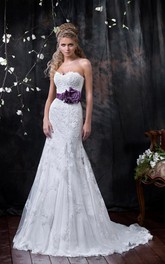 Sleeveless Appliqued Flower Floor-Length A-Line Lace Dress