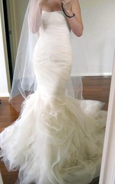 Strapless Tulle  Sleeveless Wedding Dress