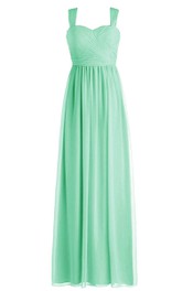 Sweetheart Chiffon Strapped Simple A-Line Side-Draping Gown