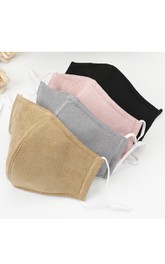 Non-medicial Faux Suede Pure Color Thick Cotton Washable Face Mask In 5 Colors
