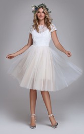 Lace and Tulle A Line Knee-length Wedding Dress with Removable Bodice