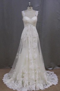 A-Line High-Waist Bridal Sleeveless Long Lace Dress