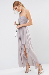 One-shoulder Sleeveless Chiffon Bridesmaid Dress With Split Front And Ruching