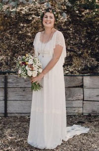 bat sleeve wedding dress