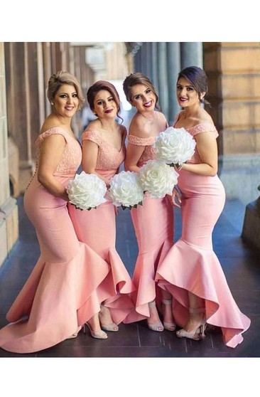 peach satin bridesmaid dresses