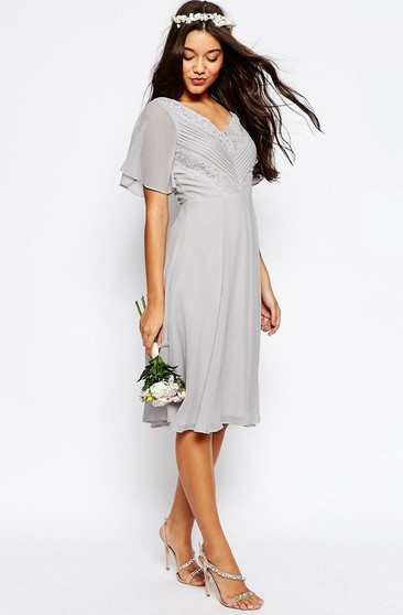 midi bridesmaid dresses with sleeves