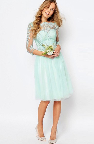 mint green knee length dress