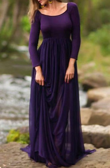 long sleeve dark purple dress