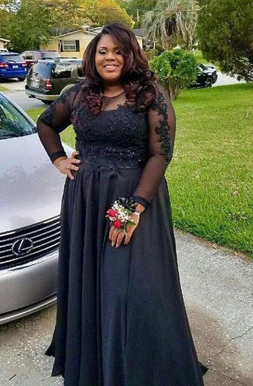 long sleeve black prom dress lace