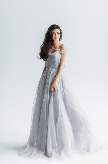 light grey wedding dress