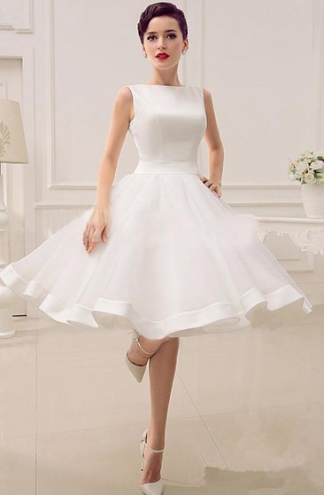 a line knee length wedding dress