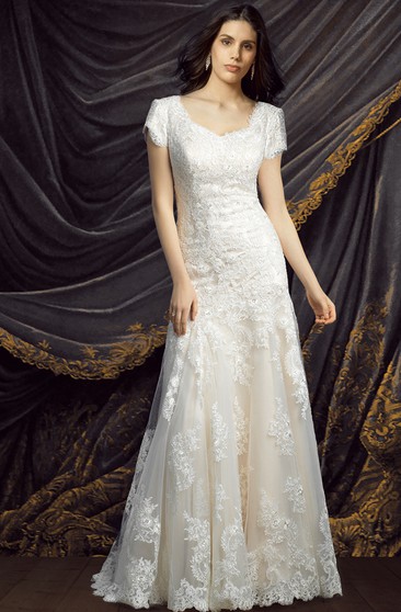 plain lace wedding dress