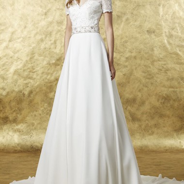 short sleeve v neck wedding dress