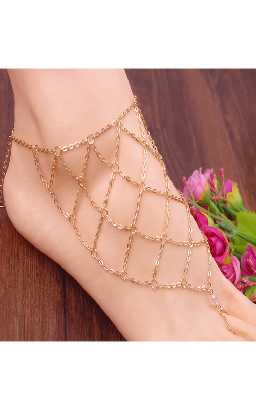 Summer Exaggerated Foot Decorated Diamond Mesh With Anklet 50Cm