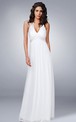 Haltered V-neck Sleeveless Empire Dress With Ruching And Jeweled Waist