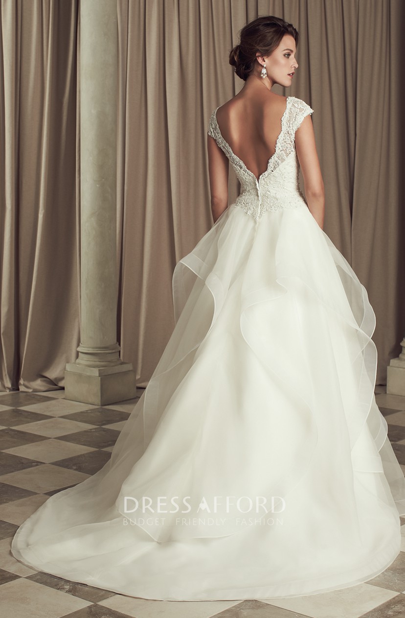 ruffle wedding dress with sleeves