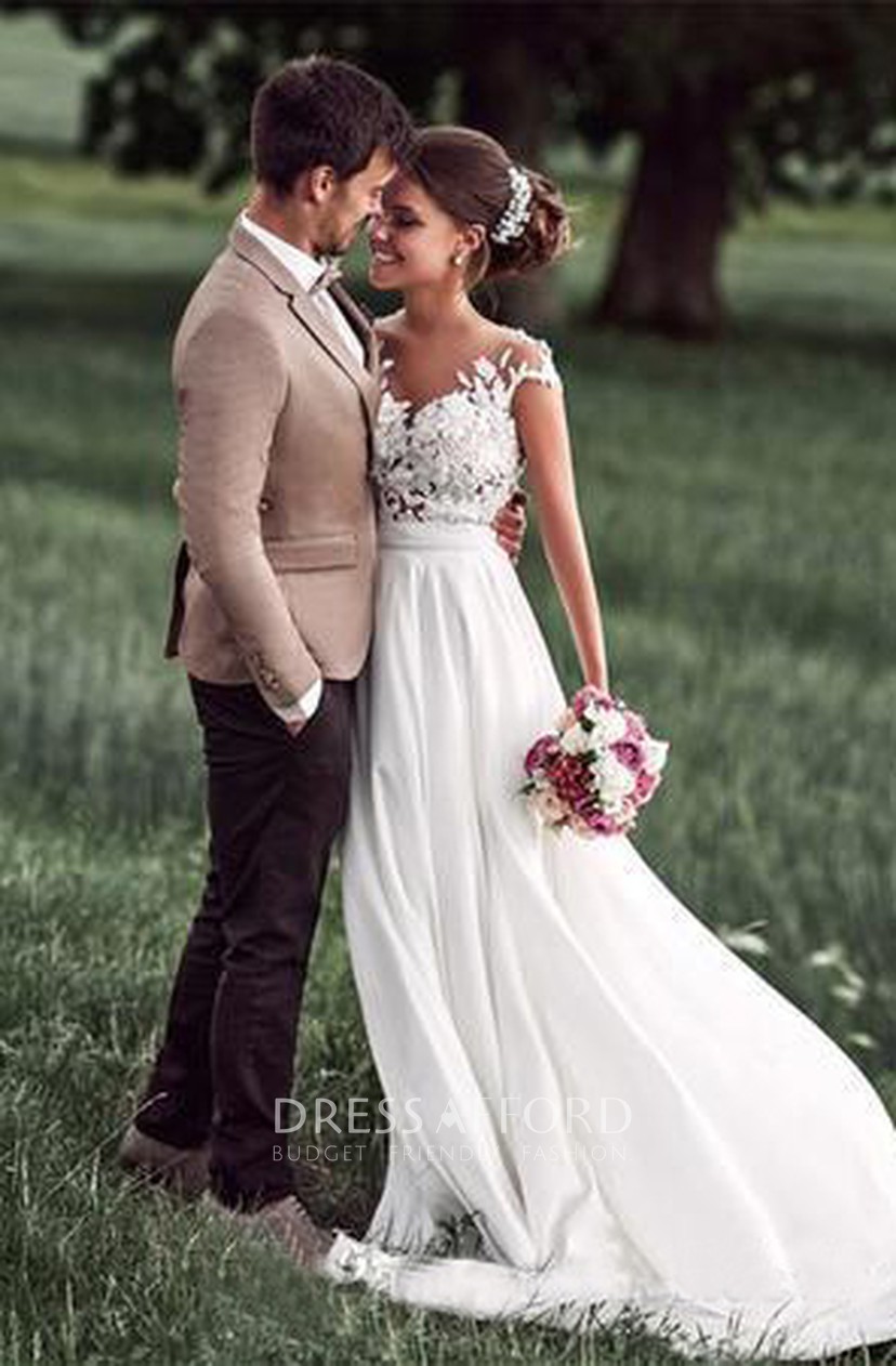 chiffon lace wedding dress