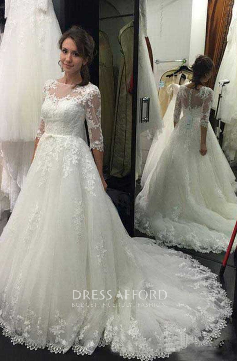 3 quarter sleeve wedding dress