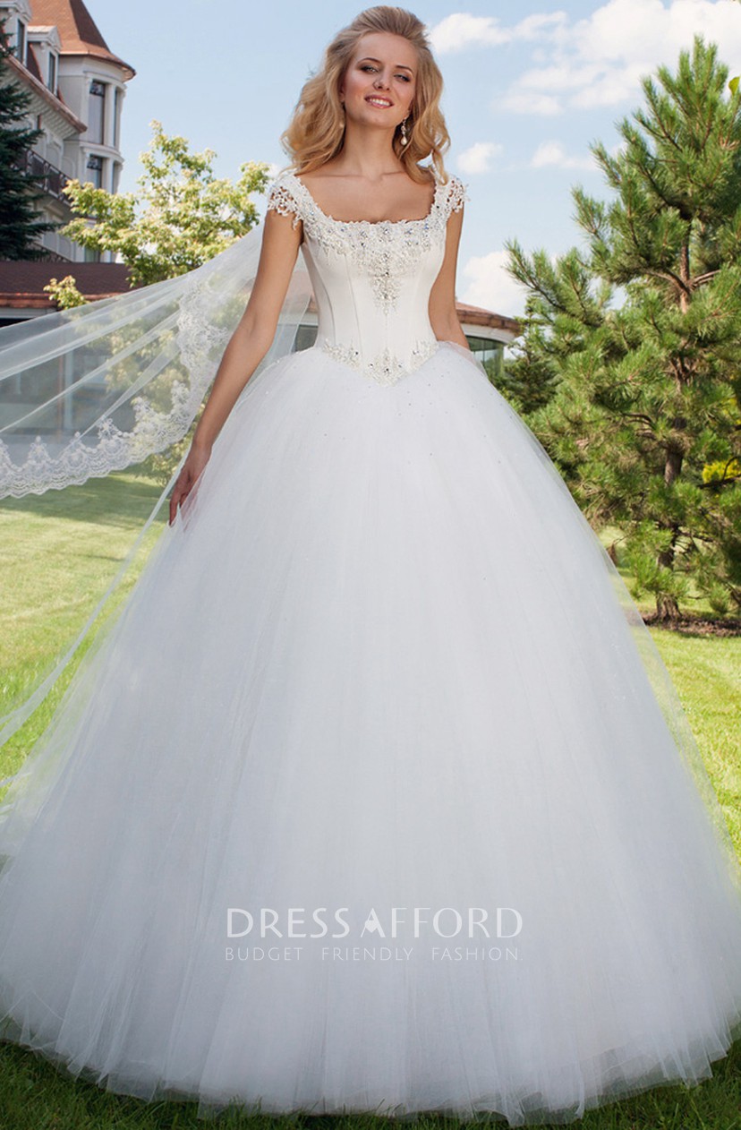 square neck ball gown